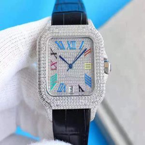 Full Diamond Damesriemhorloge Topmerk Luxe Vrije tijd Leer Quartz Dameshorloge Zakelijk Clock238a