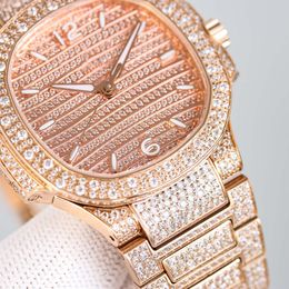 Full Diamond Women Watch Relojes mecánicos automáticos Business Lady Reloj de pulsera Correa de acero inoxidable Zafiro Relojes de pulsera impermeables 35.2mm Montre De Luxe