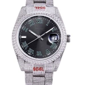 Montre pour hommes avec diamants complets 40 6 mm Montres mécaniques automatiques Lunette en diamant Montres-bracelets en saphir étanche DiamondStudded Montre 213I