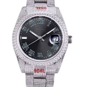 Full Diamonds Mens Watch 40 6mm Montres Mécaniques Automatiques Diamond Bezel Montres-Bracelets Saphir Étanche DiamondStudded Montre 221O