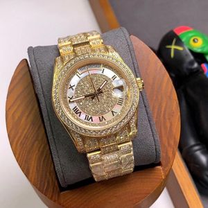 Volledige diamanten heren horloge automatische mechanische horloges 40 mm roestvrijstalen kast polshorloge montre de luxe 209r