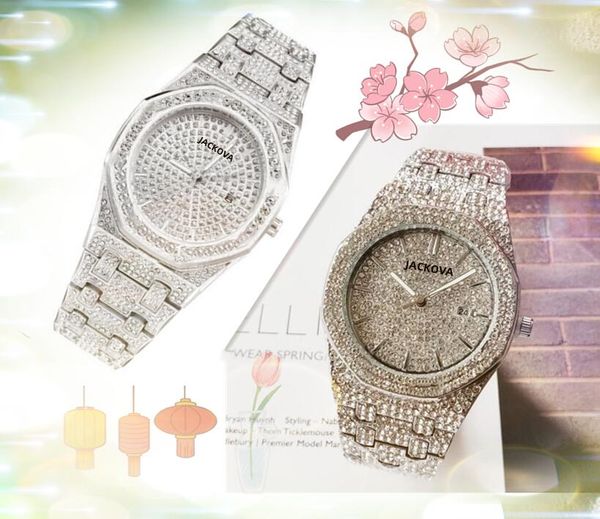 plein de diamants cadran anneau hommes montre 42mm quartz automatique date mouvement atmosphère affaires suisse loisirs mode modèle élégant montre-bracelet cadeaux