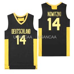 Broderie complète DEUTSCHLAND 14 NOWITZ jersey culture hip-hop noir 2020 été nouveau pas cher Retro College Jersey XS-6XL