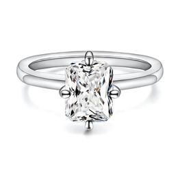 Bagues de fiançailles complètes pour femmes, coupe radiante 2ct, en argent Sterling 925, Solitaire, bracelet de promesse, bijoux de mariage, 240402