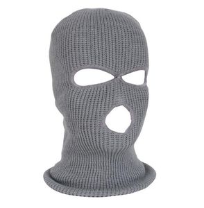 Full Face Cover 3 Gaten Balaclava Gebreide Hoed Winter Stretch Snow Masker Beanie Hat Cap Winddicht Warm Ademende Fietsen Gebreide Maskers