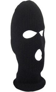 Volledig gezicht masker drie 3 -gat balaclava gebreide hoed winter stretch sneeuwmasker beanie hoed dop nieuw zwart warme gezicht maskers6677690