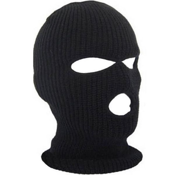 Masque facial complet à trois 3 trous, cagoule en tricot, masque de neige extensible d'hiver, bonnet, casquette, nouveau, noir et chaud, Masks236y