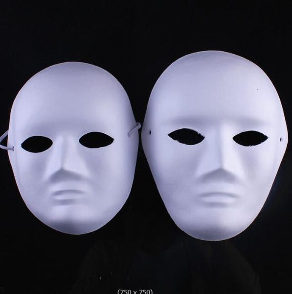 Plein visage hommes femmes pâte à papier plaine blanc masques de mascarade adulte bricolage Fine Art peinture masques de fête poids Net 40g 10 pièces/lot