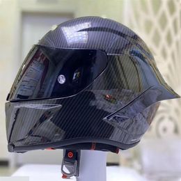 Full Face Motorhelm Helder Zwart Glasvezel Motorrace Helm met Grote Staart Spoiler3044