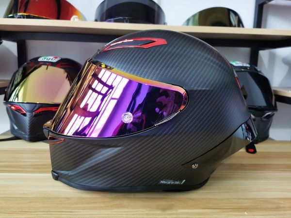 Casco de motocicleta de cara completa Pista GP RR 70 aniversario rojo mate visera antiniebla hombre montando coche motocross casco de moto de carreras