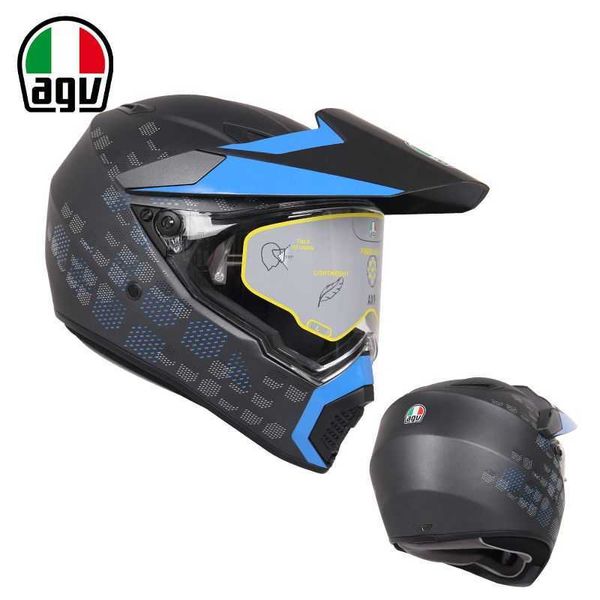 Casque de moto tout-terrain brasé au carbone Agv Axe intégral ouvert, couverture complète, casques de course de moto pour hommes et femmes, casques de rallye quatre saisons Z0YS