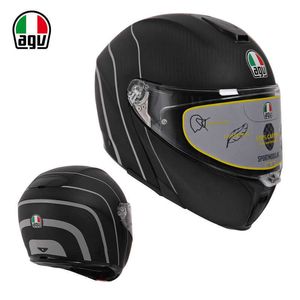 Casque Intégral Ouvert Agv en Fibre de Carbone sans Visage pour Hommes et Femmes Anti-buée Moto Racing Casque Complet Couvert Toutes Saisons Sécurité Moto ILIP