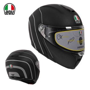 Casque intégral ouvert Agv en fibre de carbone sans visage pour hommes et femmes, casque intégral de course de moto antibuée couvert toutes saisons, sécurité moto XM8Q