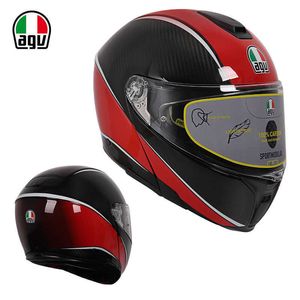 Casque intégral ouvert Agv en fibre de carbone sans visage pour hommes et femmes, anti-buée, casque intégral de course de moto couvert toutes saisons, sécurité moto GSR4