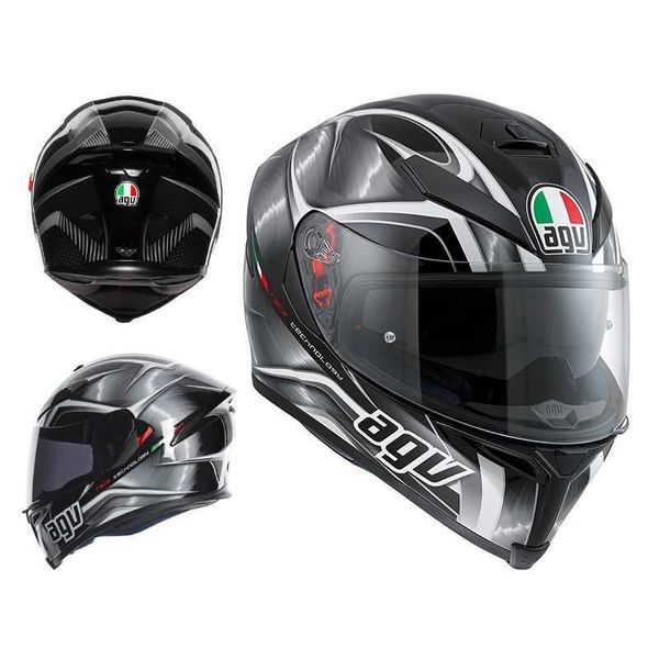 Ventilateur de voiture ouvert intégral Chen Agv Ks Casque de moto double lentille anti-buée Casque intégral Casque de voiture de sport Équipement de moto Quatre saisons respirant RXXZ