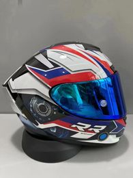 Volledige gezicht shoei X14 BLAUW bm motorhelm anti-condens vizier man rijden auto motorcross race motorhelm-NIET-ORIGINELE-helm