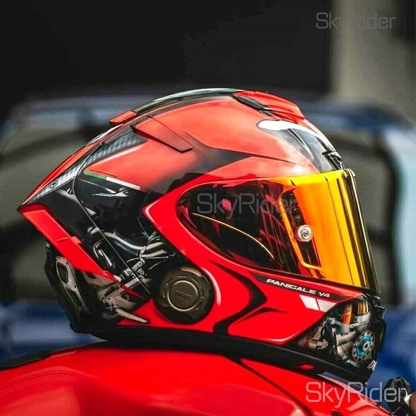 Casque de moto intégral shoei X14 x-quatorze rouge duca ti visière anti-buée homme équitation voiture motocross course casque de moto