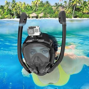 Volledig gezicht snorkelmasker 180 ° panoramisch uitzicht siliconen droge top snorkelen duiken zwembril met 2 snorkels anti-vog anti-lek 240410