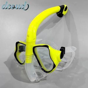 Full Face Snorkel Mask Diving Gear Volwassen professionele snorkelen Antifogging waterdichte waterdichte zachte siliconenglazen UV Goggles S 240410