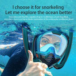 Volgelaatssnorkelmasker Waterdicht Anti-condens Anti-lek Hd-lens Siliconen snorkelmasker met opbergtas Onderwaterademhaling