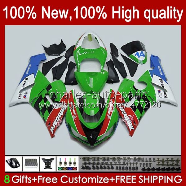 Carénages complets pour KAWASAKI NINJA ZX600C ZX-600 ZX 6R 600CC 6 R ZX636 05-06 Carrosserie 7No.48 ZX-636 600 CC ZX6R 05 06 ZX600 ZX 636 ZX-6R 2005 2006 Kit carrosseries OEM vert brillant