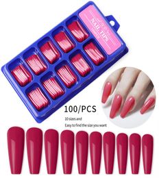 Pointes à ongles à doigt complet ballet faux ongles 100pcsbox solide style français coloré 2021 nouveau design2651426