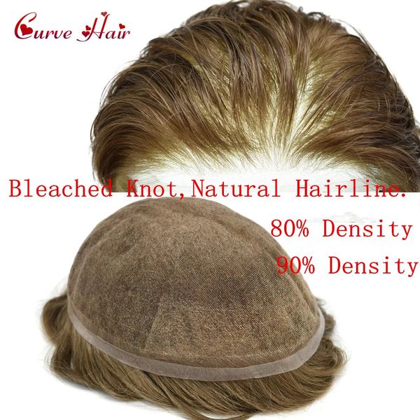 Toupet de cheveux humains en dentelle française pour hommes, densité de lumière 80 90, système de remplacement, noir, marron, blond, gris, couleur 231226