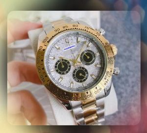 Full fonctionnel Date de la journée pour hommes Montres Quartz Watchs Stophatch Solid Fine en acier inoxydable Subs Top Dials Fonctionnement de montre-horloge de temps super usine Cadeaux de bracelet