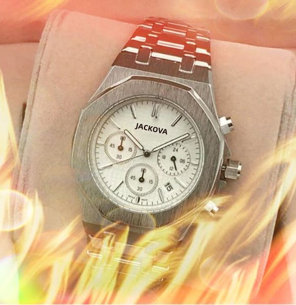 Montres à quartz entièrement fonctionnelles pour hommes, chronomètre 43mm, date automatique, acier inoxydable solide, ceinture en caoutchouc, crime Bling, montre de luxe, accessoires de montre-bracelet