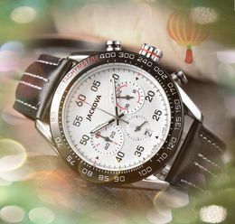 Cuarzo completamente funcional para hombre relojes de tiempo cronómetro fecha automática al aire libre Deportes Ocio seis pines calendario multifunción cinturón de cuero luminoso reloj de pulsera regalos