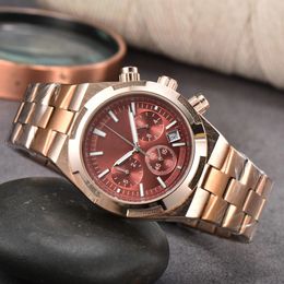 Volledige functionaliteit 41 mm nieuwe luxe herenhorloges zakelijk roestvrijstalen band mode lichtgevend quartz horloge voor heren klok relojes para hombre