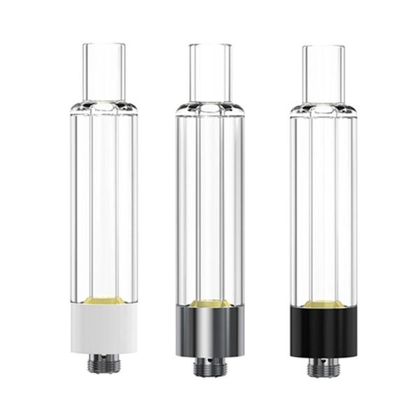 Chariots de vape en verre plein 0,5 ml 0,8 ml 1,0 m Atomiseur vide 510 Fil Vaporisateur d'huile épaisse Argent Blanc Noir Toutes les cartouches de verres