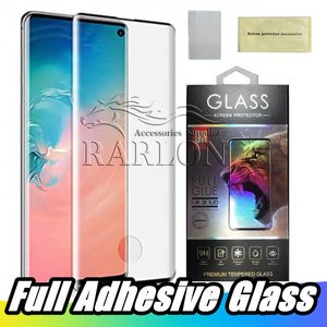 Volledige lijm gehard glas voor Samsung Galaxy S10 plus 5G S9 S8 Opmerking 10 Plus vingerafdruk Unlock Ondersteund Case Friendly Screen Protector Film