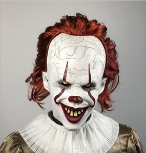 Máscara de látex de cabeça inteira, filme de terror, Stephen King039s It 2, Cosplay Pennywise, palhaço Joker, máscara LED, adereços de festa de Halloween 7610755