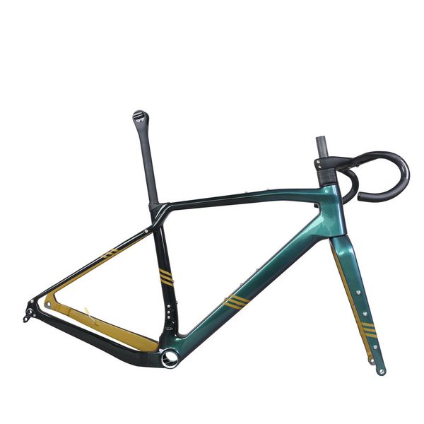 Câble caché complet frein à disque cadre de vélo de gravier GR047 lignes parallèles rayées conception T47 Max pneu 700X47C