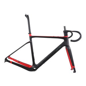 Câble caché complet montage plat frein à disque cadre de vélo de gravier GR044 noir rouge Design taille 49/52/54/56/58 cm