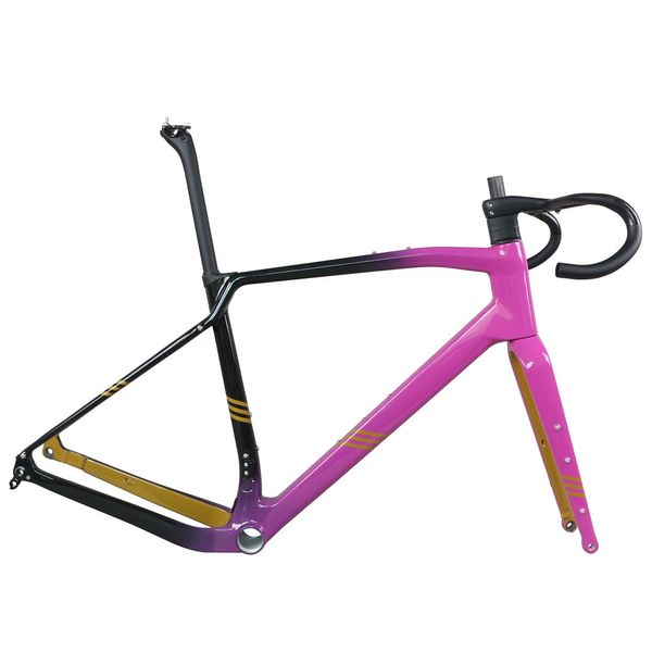 Cadre de vélo de gravier à câble caché complet GR047 peinture personnalisée T47 fil Toray T1000 taille en Fiber de carbone XS/S/M/L/XL