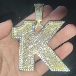 Full Ice Style Sterling Sier ingelegd met Moissanite letters Disc hiphop-hanger vol diamanten