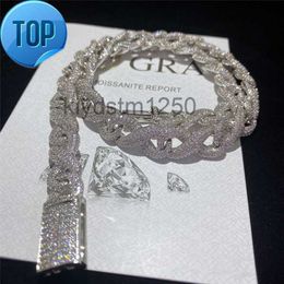 Volledige Iced Out Classic Box Clasp Moissanite Cuban Link Chain Fine Hip Hop Men Sieraden ketting Bling Diamond 4cpy