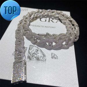 Volledige Iced Out Classic Box Sluiting Moissanite Link Fijne Hip Hop Mannen Sieraden Cubaanse Ketting Bling Diamond Chain