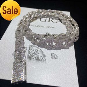 Volledige Iced Out Classic Box Clasp Moissanite Cuban Link Chain Fine Hip Hop Men Sieraden Cubaanse ketting Bling Diamond Chain