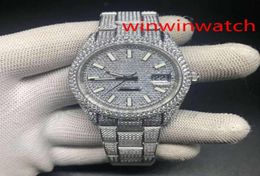 Volledige ijswacht Diamond Watch Luxe Iced out Watch Eta Automatisch 40 mm Men Silver Waterdicht 904L Roestvrije set CZ Diamond5693181