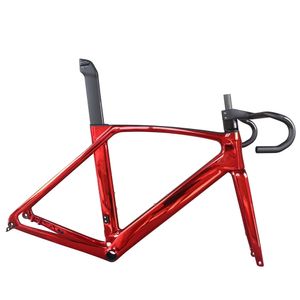 Cadre de vélo de route à disque aérodynamique avec câble interne complet, placage TT-X34, peinture rouge, taille disponible 47/49/52/54/56/58/60cm
