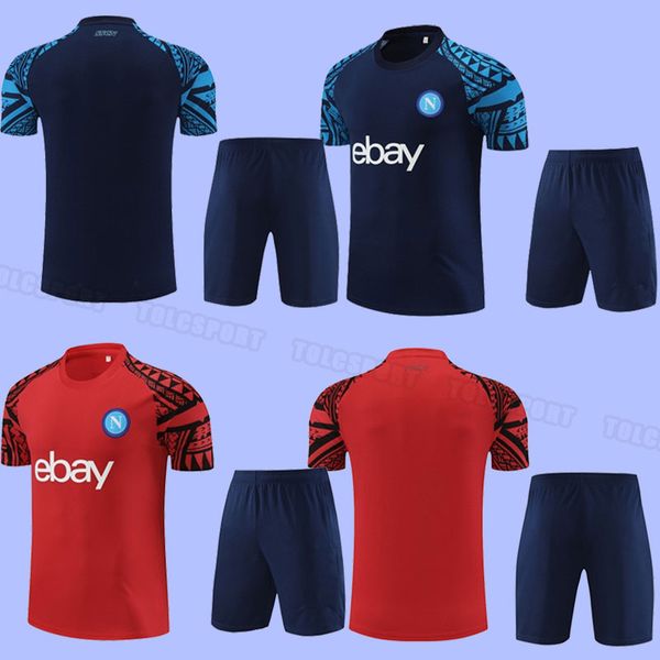 Kit complet 23 24 Survêtements de football Napoli LOZANO OSIMHEN ZIELINSKI MAGLIA RRAHMANI MARADONA 2023 2024 manches courtes POLO VEST TRAINING