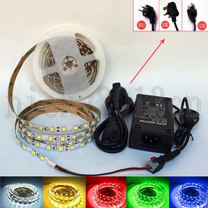Volledige kit 5m 5050 LED Flexibele strip Lichtband touw lint 300leds Super Bright Niet-waterdichte + 12V 5A-voeding