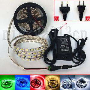 Volledige kit 5M 5050 LED Flexibele strip Lichtband Ribbon 300LEDS Niet-waterdicht + 12V 3A-voeding + DC-connector