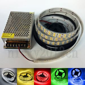 Full Kit 5 M Super Bright 5050 LED Flexibele strip Lichtband Lint 600LEDS Dubbele rij IP67 Tube Waterdichte + 12V 10A-voeding