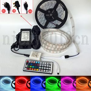 Volledige kit 5M 5050 RGB LED Flexibele strip Lichtband 600LEDS DUBBELE RIJ BUITEN OUTDOOR IP67 TUBE WATERDICHTEN + 12V 8A Voeding + 44Key Remote Cont