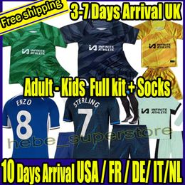 Kit complet avec chaussettes 23 24 Nkunku Jackson CFC Soccer Jerseys Disasi 2023 2024 Enzo Fernandez Mudryk JAMES STERLING Cucurella Chukwuemeka Football Hommes Enfants Ugochukwu