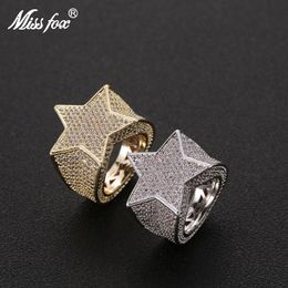 Plein Lab Diamant Étoile À Cinq Branches Anneau Hip Hop Bagues Pour Hommes Or Argent Couleur Bijoux En Option Taille 7-12 Anneau ANNEAU KING